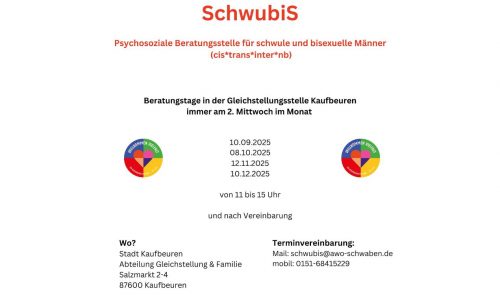 SchwubiS: Psychosoziale Beratungsstelle für schwule und bisexuelle Männer* (cis*trans*inter*nb) in Schwaben