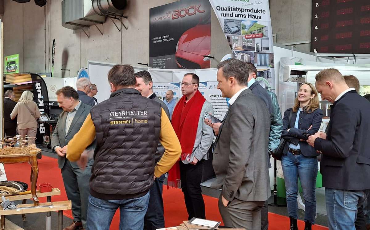 Pascal Lechler bei Empfang und Messerundgang auf BauPlus