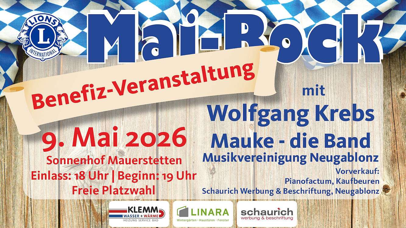 6. Benefiz-Maibock am 9. Mai im Sonnenhof: Wolfgang Krebs, Mauke und Engagement für den guten Zweck