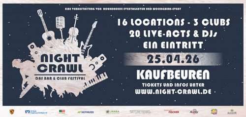 Night Crawl Kaufbeuren 2026: Das Bar- und Clubfestival in der Altstadt am 25.04.26