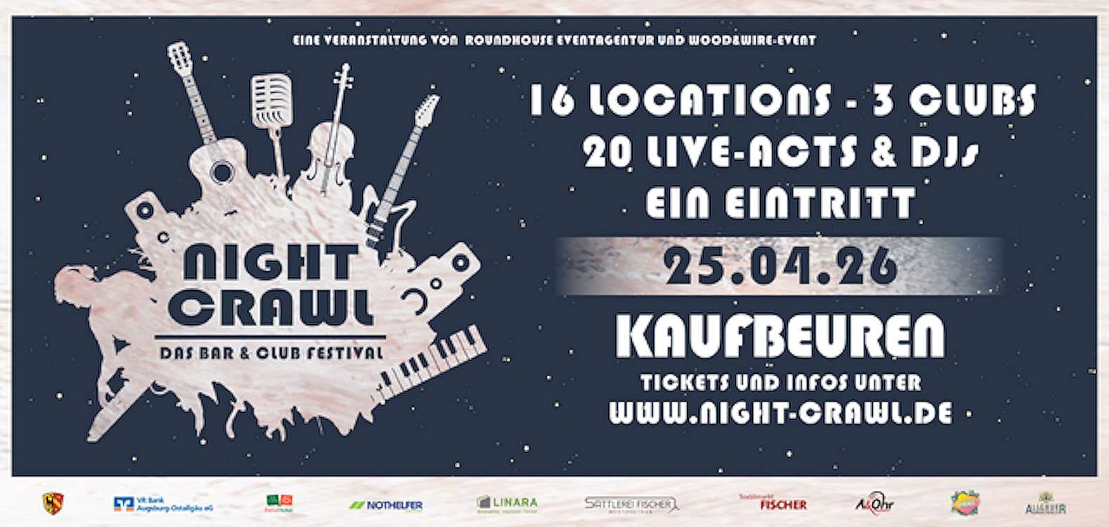 Night Crawl Kaufbeuren 2026: Das Bar- und Clubfestival in der Altstadt am 25.04.26