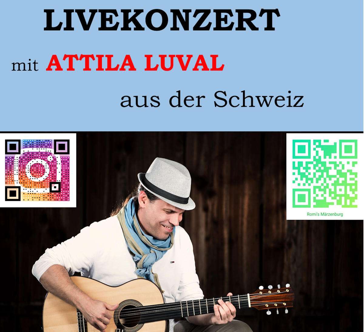 Ein Abend mit Attila Luval: Livemusik am 17. April 2026 in ROMI’S Märzenburg