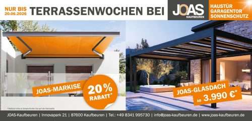 Verkaufsoffenes Wochenende bei JOAS Kaufbeuren am 9. und 10. Mai von 13 bis 17 Uhr