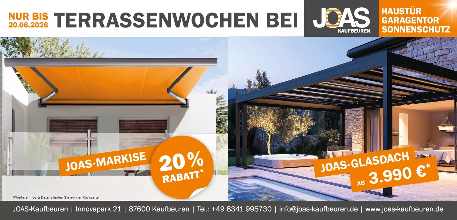 Verkaufsoffenes Wochenende bei JOAS Kaufbeuren am 9. und 10. Mai von 13 bis 17 Uhr