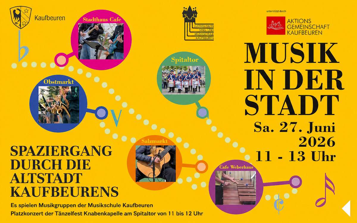 Musikschule und Tänzelfest-Knabenkapelle laden zum Sommerspaziergang mit Musik durch die Altstadt Kaufbeuren