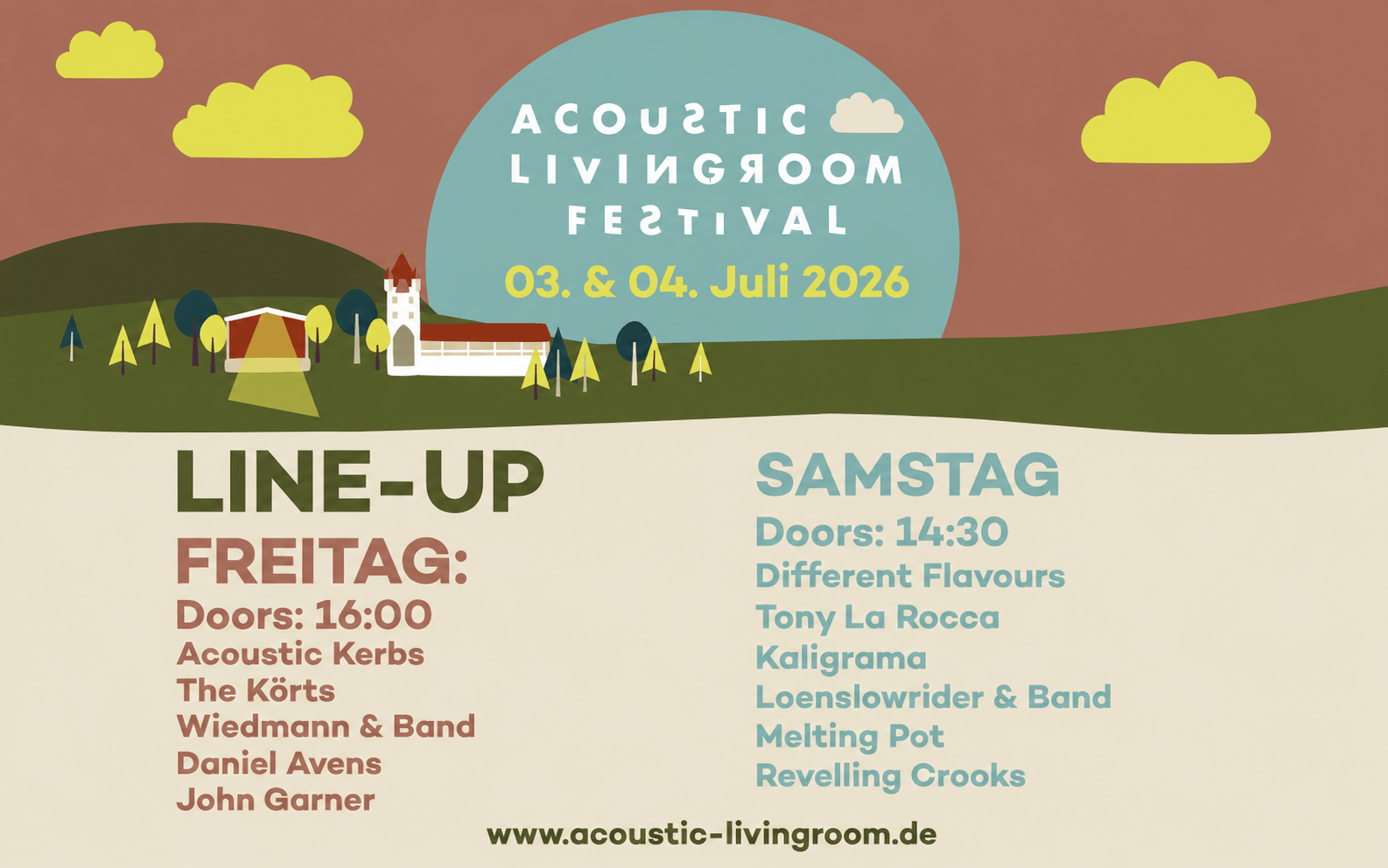 Acoustic LivingRoom Festival am 3. und 4. Juli 2026: Musik, Atmosphäre und soziales Engagement in besonderem Ambiente
