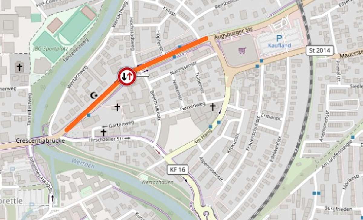 Halbseitige Sperrung Augsburger Straße sei Mittwoch, den 8. Juli