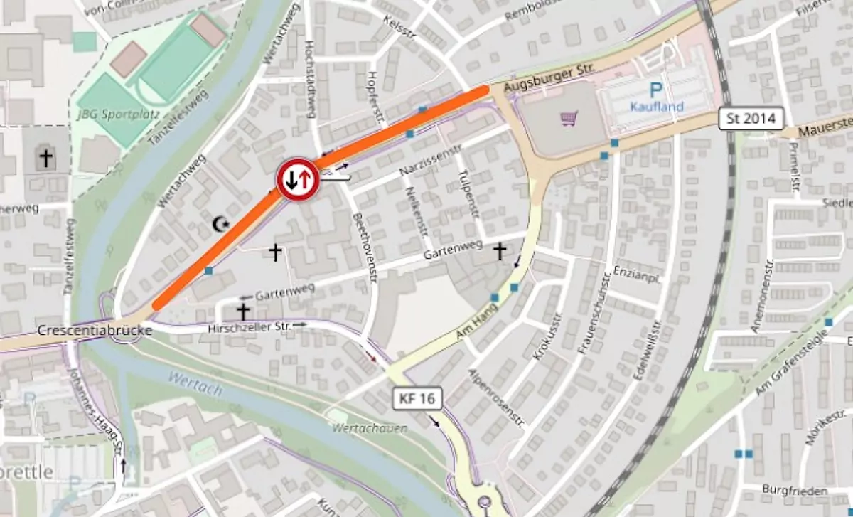 Halbseitige Sperrung Augsburger Straße sei Mittwoch, den 8. Juli