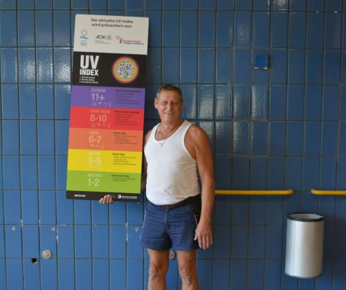 UV-Index-Tafel für das Freibad in Kaufbeuren