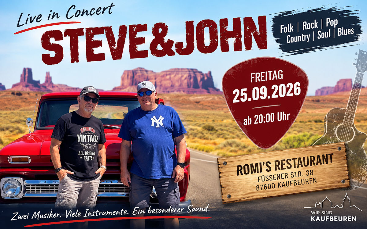 Steve&John bringen Folk, Rock, Country und Blues nach Kaufbeuren