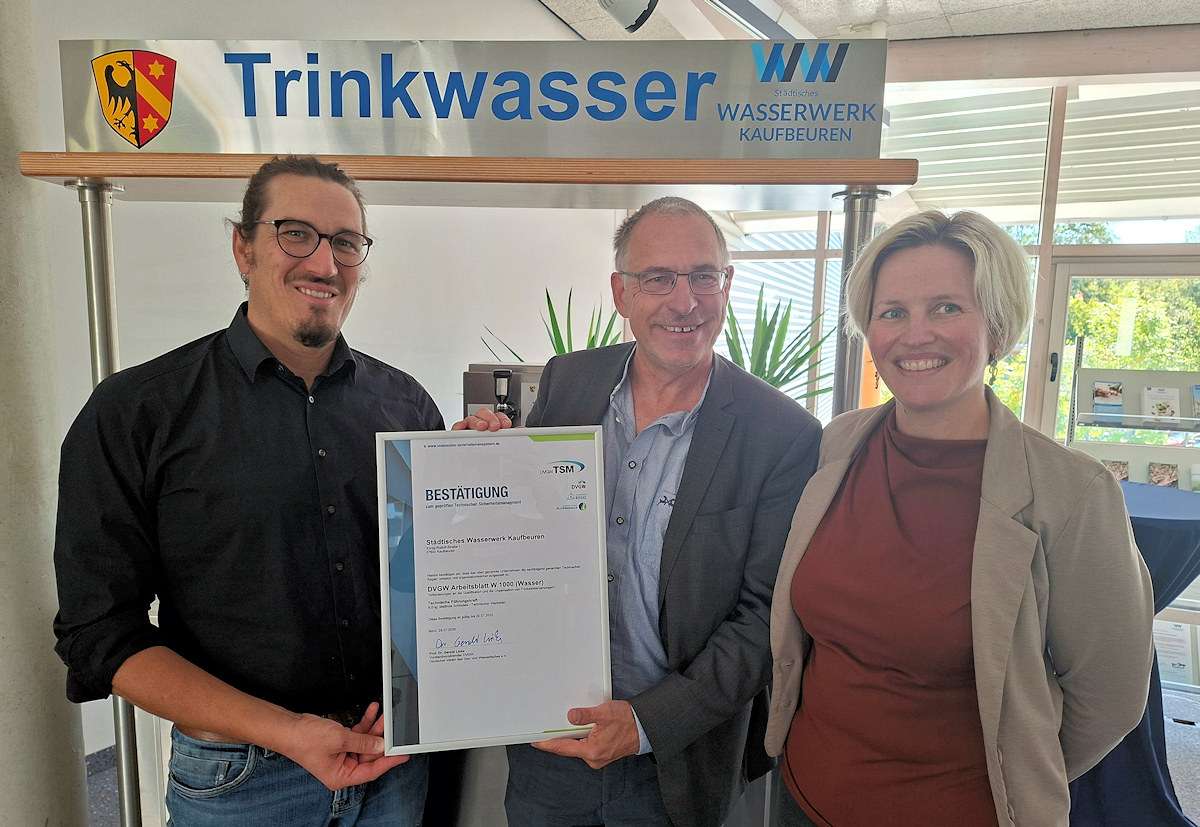 Wasserwerk Kaufbeuren bleibt weiter nach technischem Sicherheitsmanagement zertifiziert